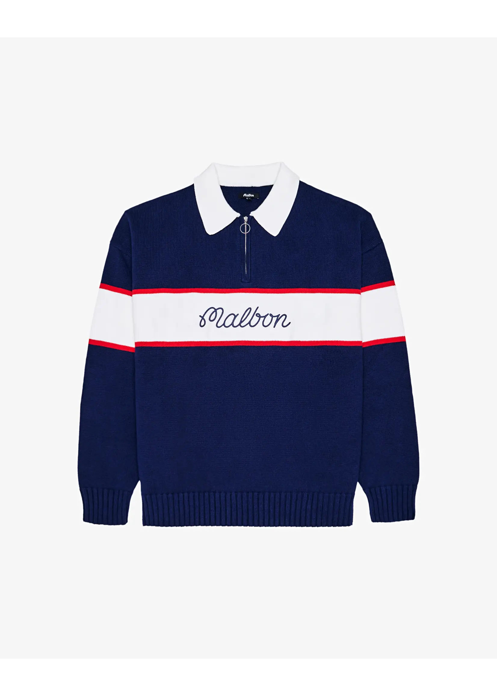 Malbon BENNETT KNIT POLO SWEATER - NAVY