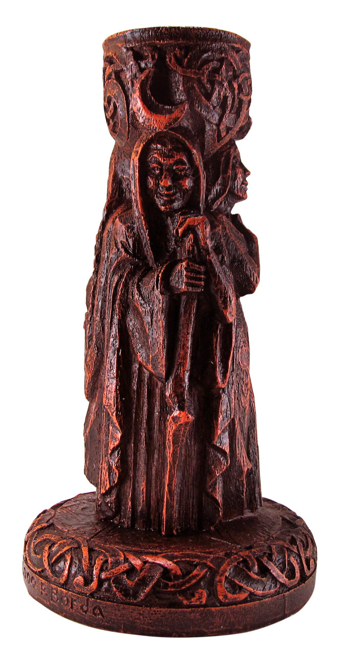 Goddess Candle Holder in Wood Finish
