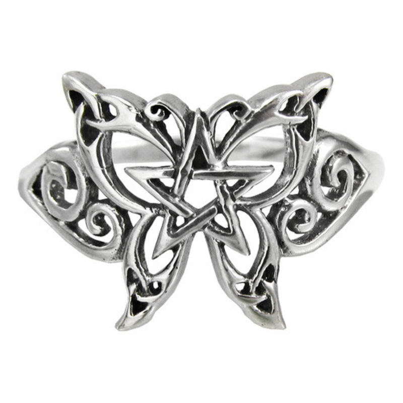 Butterfly Pentacle Ring in Sterling Silver