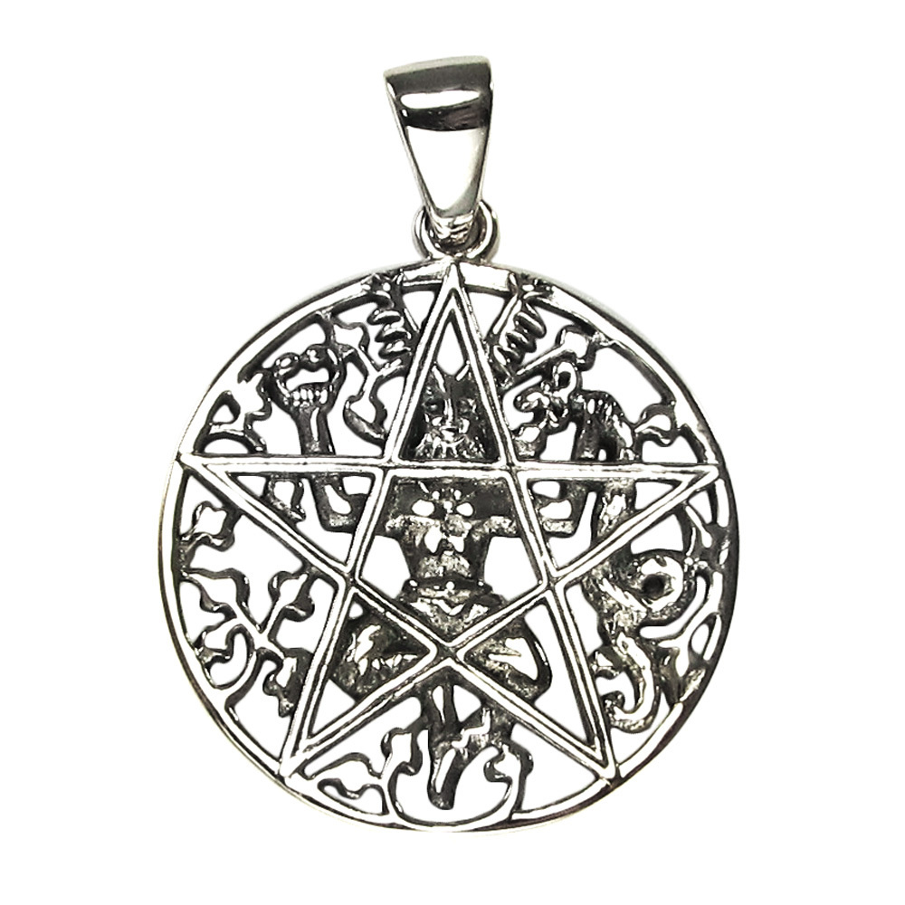 Cernunnos Pentacle Pendant in Sterling Silver