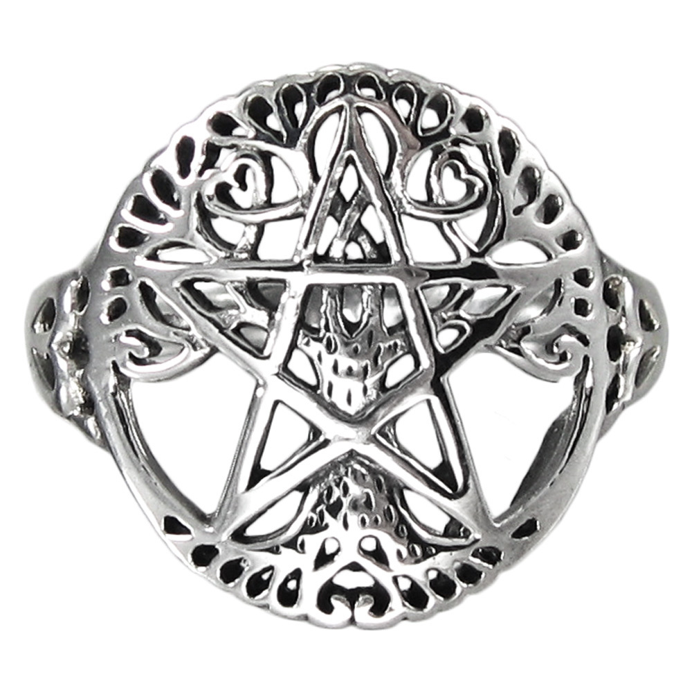 Tree Pentacle Ring in Sterling Silver