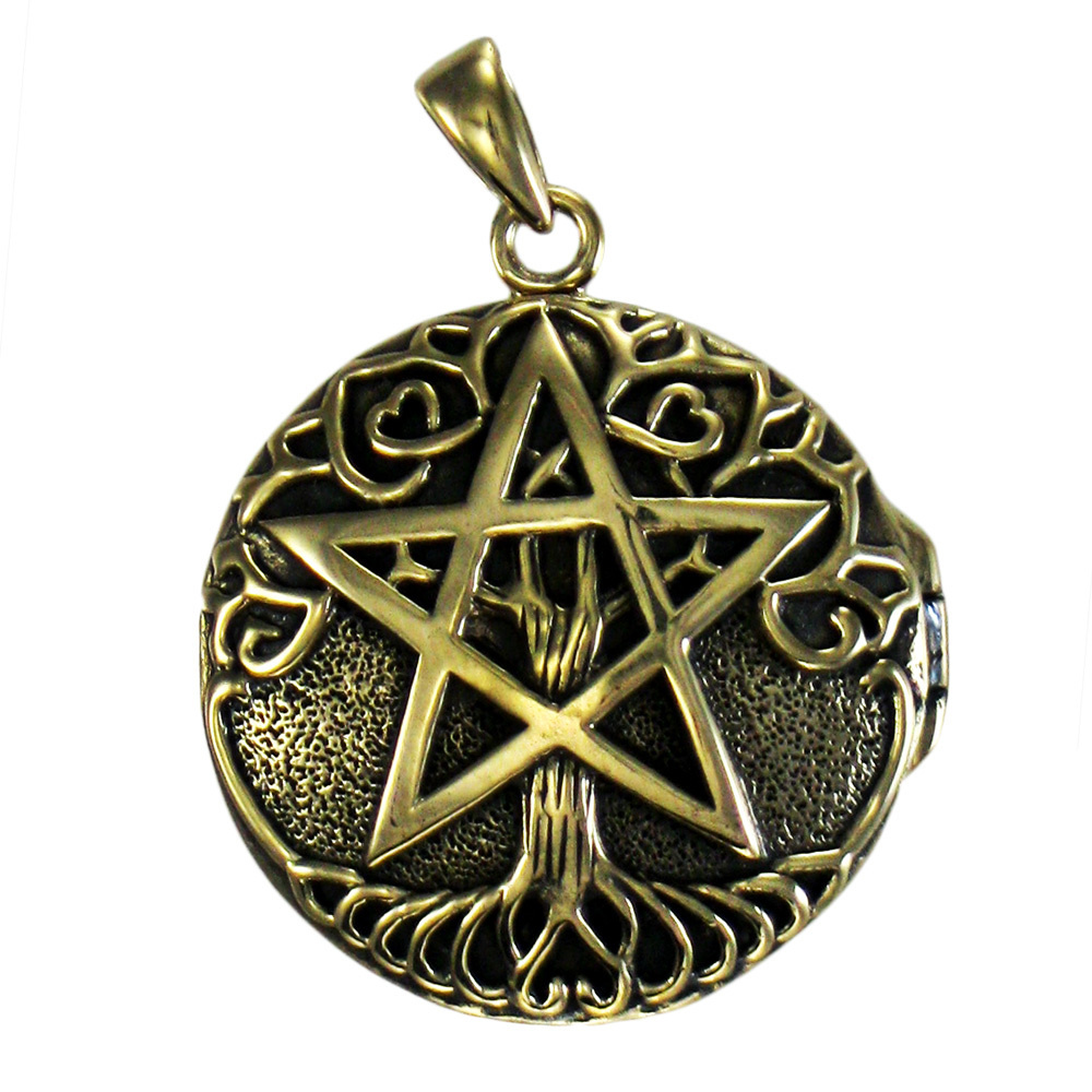 Tree Pentacle Aromatherapy Locket Pendant in Bronze
