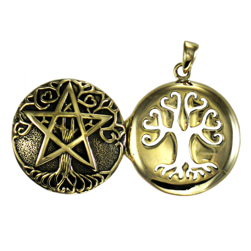 Tree Pentacle Aromatherapy Locket Pendant in Bronze