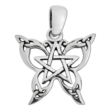 Small Butterfly Pentacle Pendant in Sterling Silver