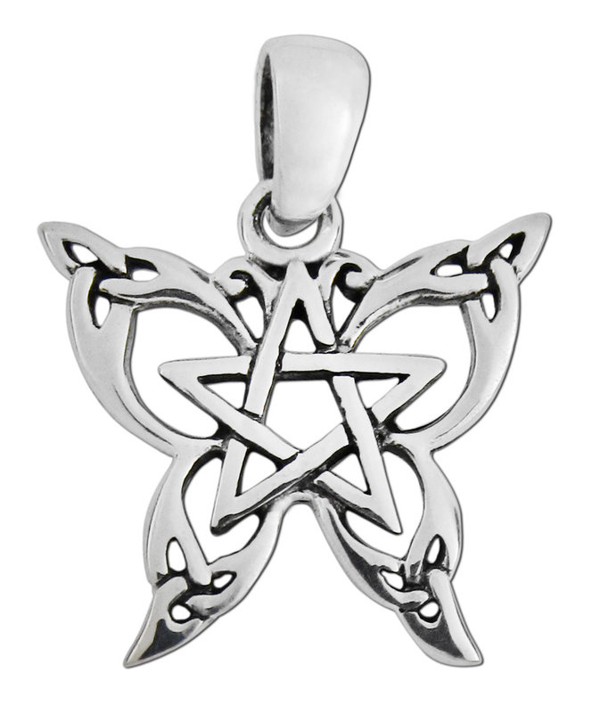 Small Butterfly Pentacle Pendant in Sterling Silver