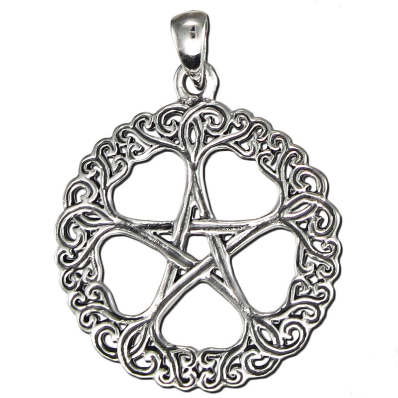 Rose Pentacle Pendant in Sterling Silver