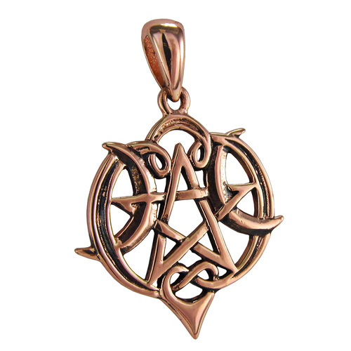 Heart Pentacle Small Pendant in Copper