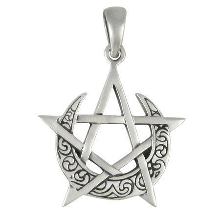 Moon Pentacle Pendant in Sterling Silver