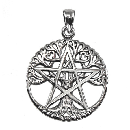 Cut Out Tree Pentacle Pendant in Sterling Silver