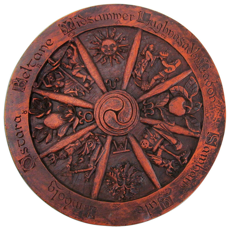 Wheel of the Year Plaque in Wood Finish