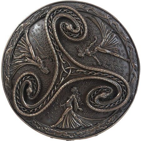 Triple Goddess Triskelle Plaque in Cold Cast Bronze