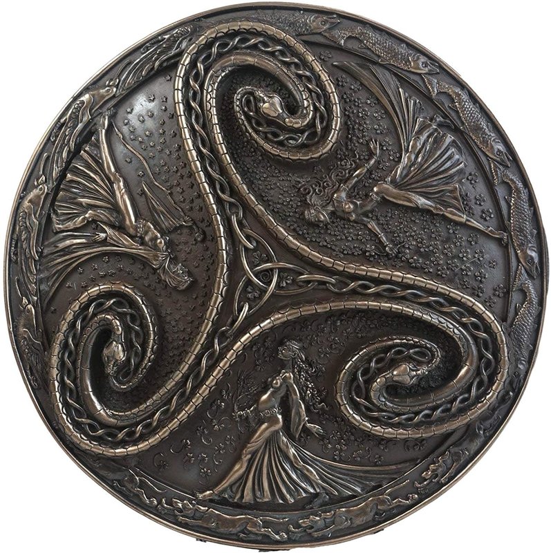 Triple Goddess Triskelle Plaque in Cold Cast Bronze