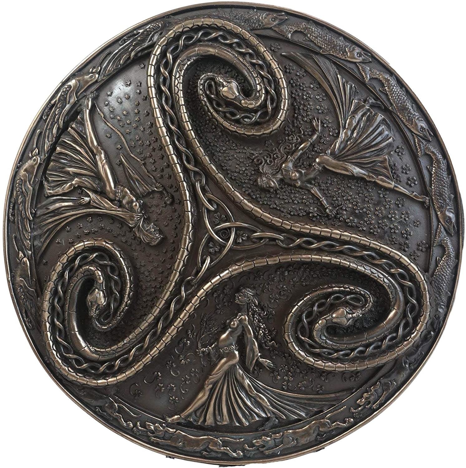 Triple Goddess Triskelle Plaque in Cold Cast Bronze