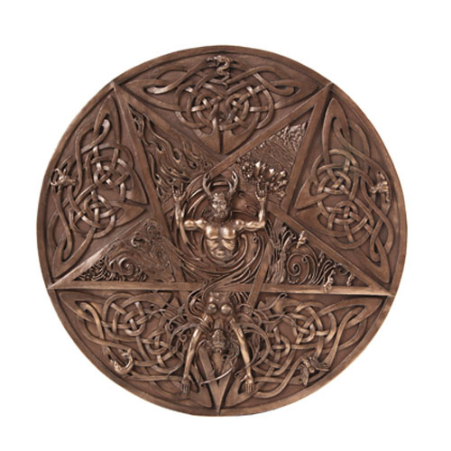Horned God & Goddess Elemental Plaque in Cold Cast Bronze