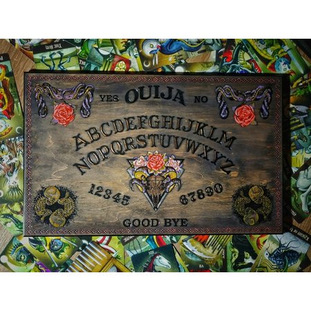 Silver Wood Snake & Pink Roses Ouija Board