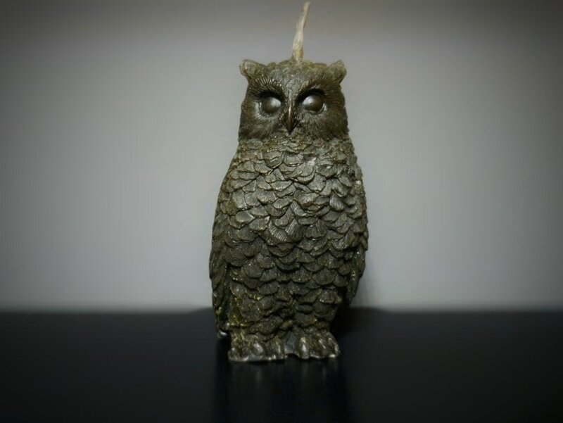 Black Screech Owl Figure Candle