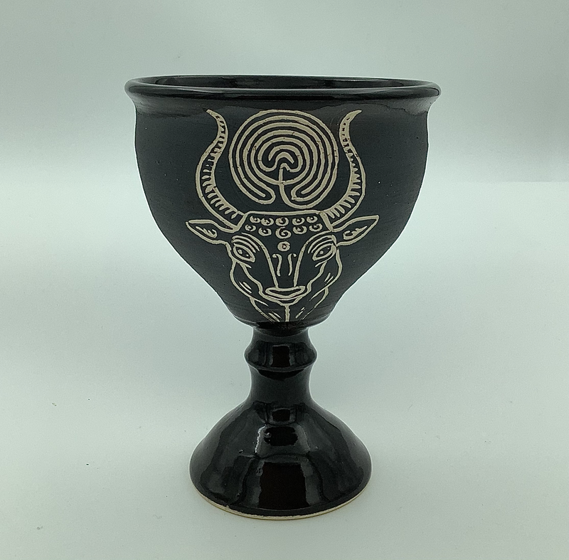 Minoan Bull with Labyrinth Chalice in Black