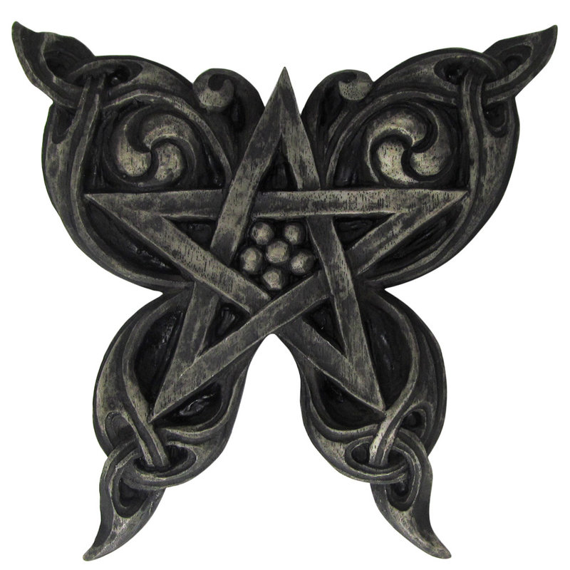 Butterfly Pentacle Plaque in Stone Finish