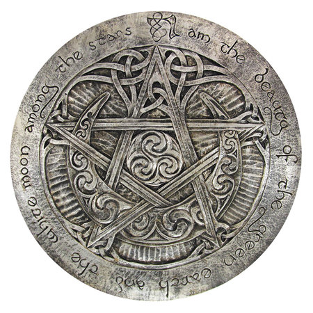 Large Moon Pentacle Plaque in Silver Finish