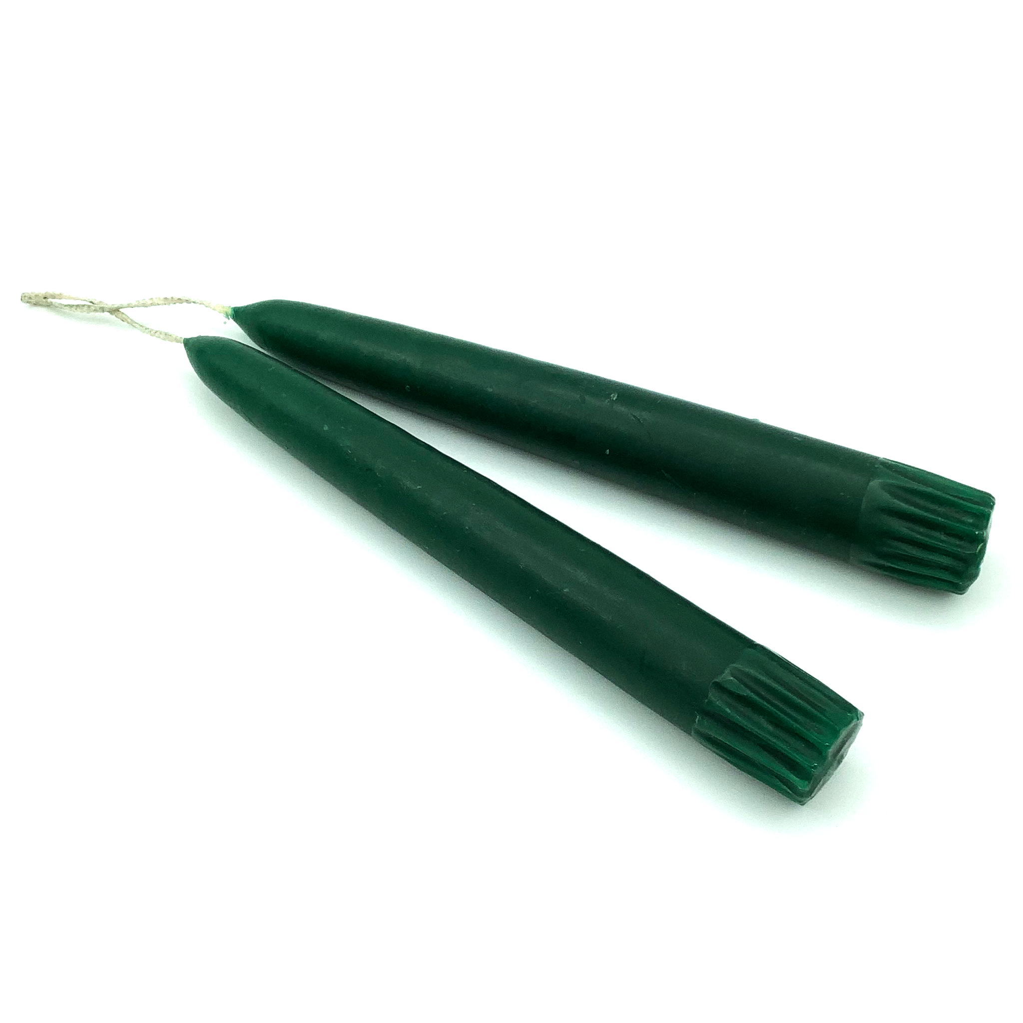 Venus green taper candle pair
