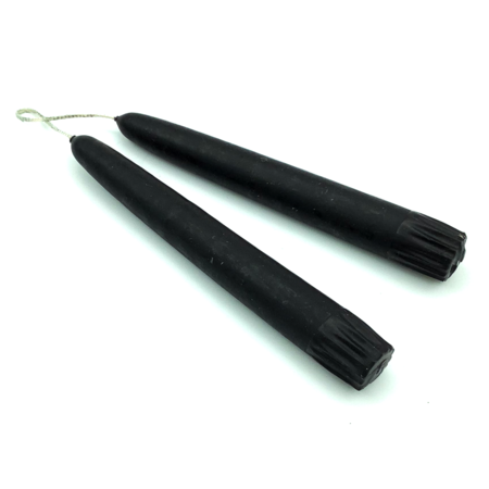 Saturn Black Taper Candle Pair 7 inches