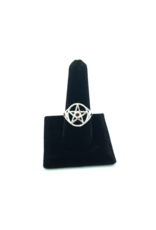 Pentacle Ring with Garnet in Sterling Silver