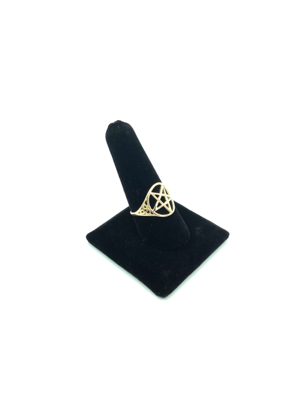 Pentacle Triquetra Ring in 14K Yellow Gold