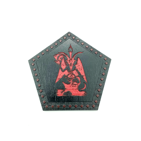 Baphomet Black & Red Altar Pentacle in Wood