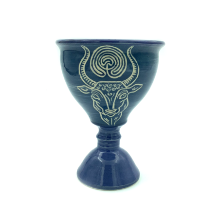 Minoan Bull with Labyrinth Chalice in Blue