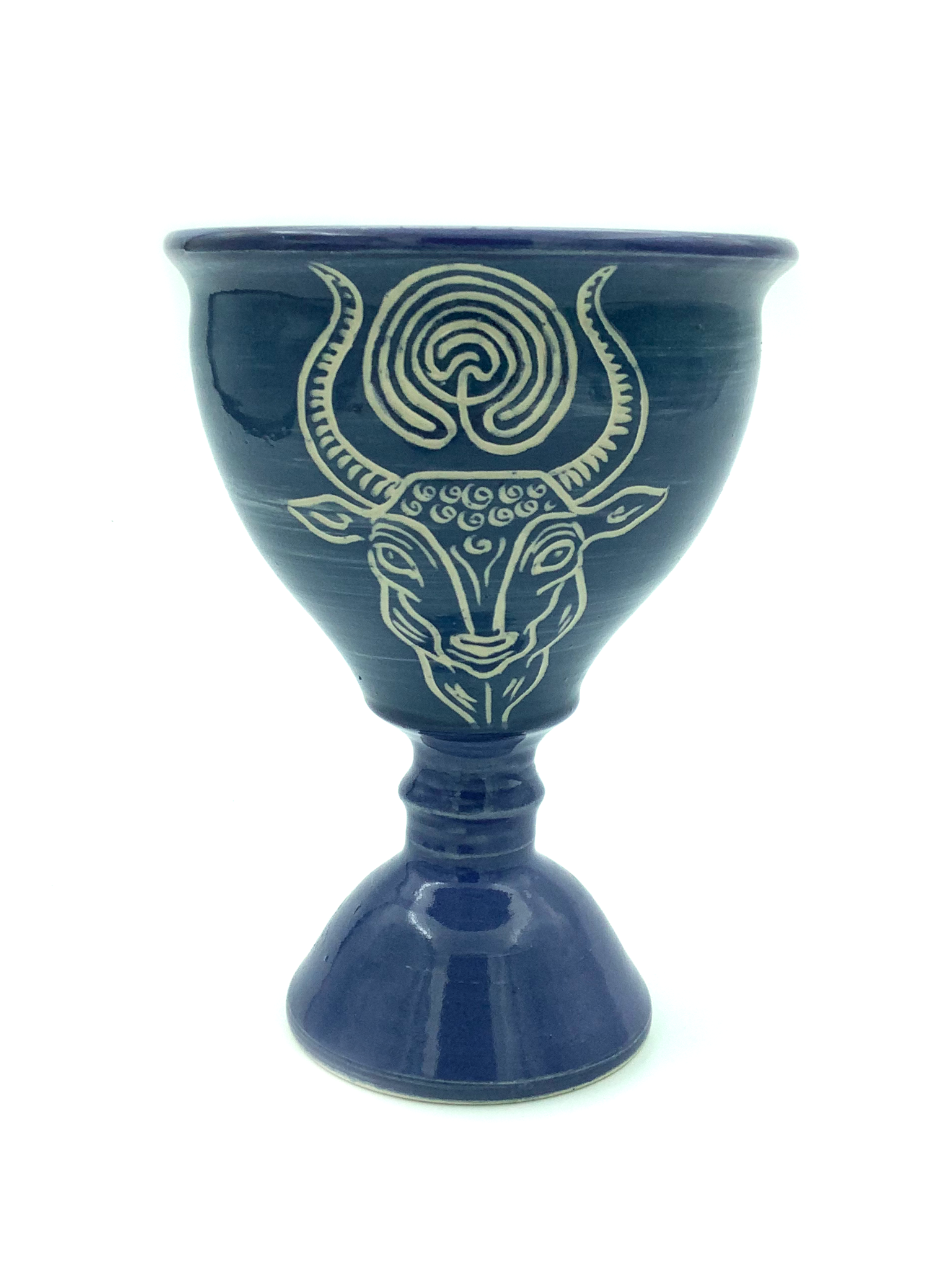 Minoan Bull with Labyrinth Chalice in Blue