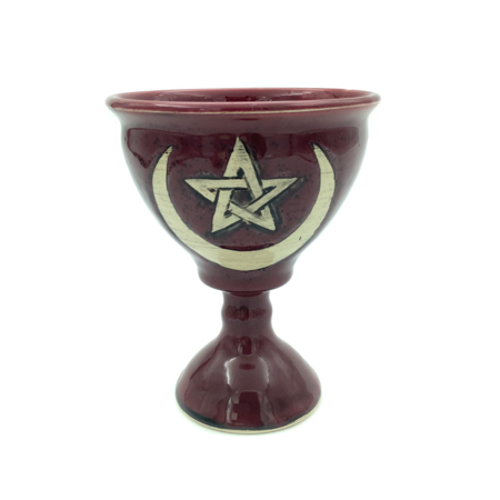 Crescent Pentagram Chalice in Deep Red