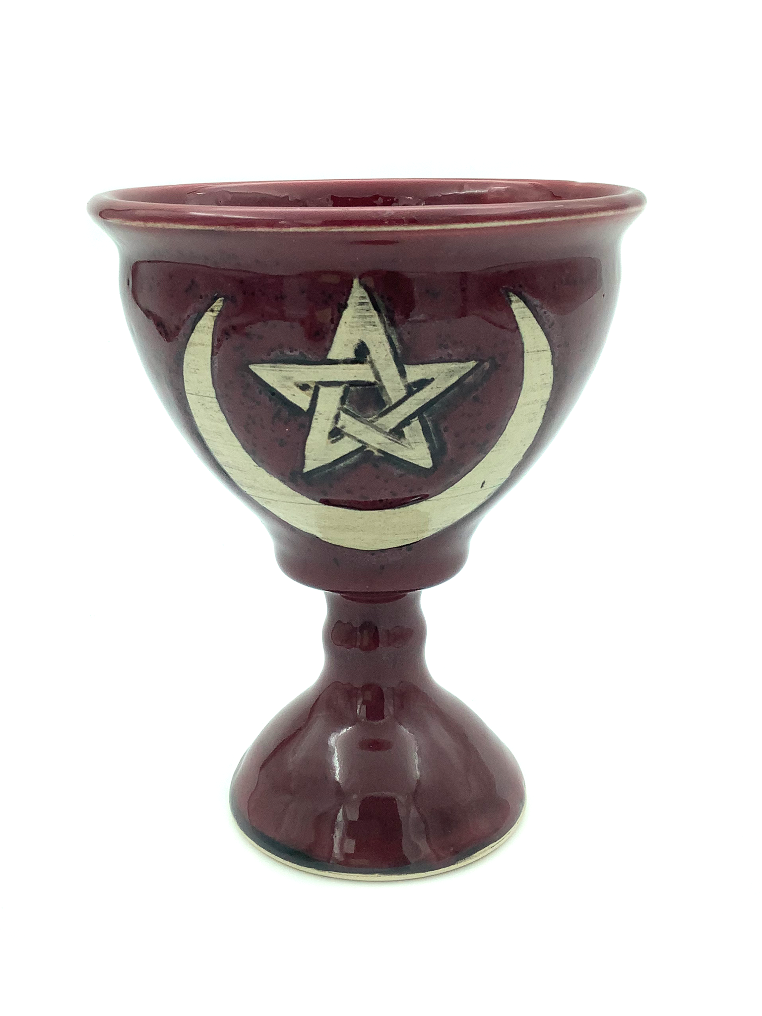 Crescent Pentagram Chalice in Deep Red