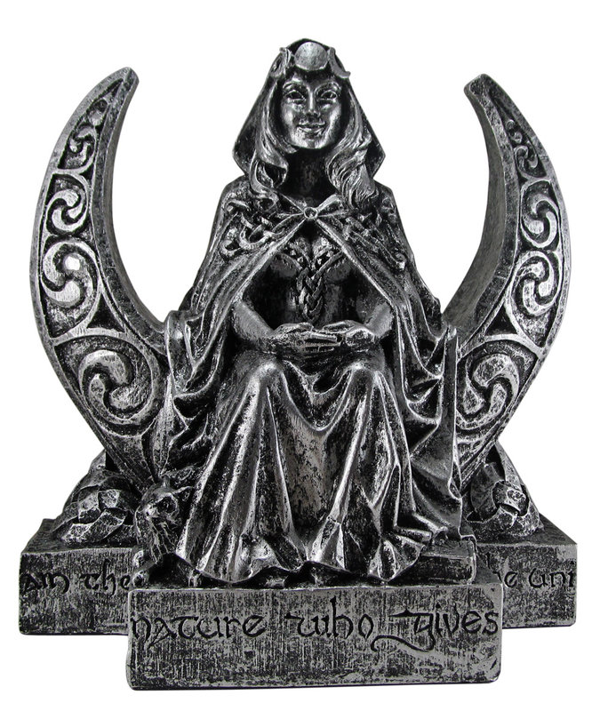 Moon Goddess Statue in Silver Finish