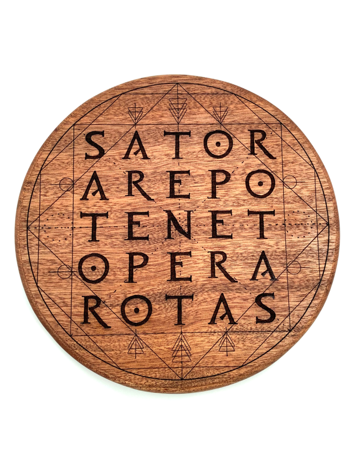 SATOR Square Engraved in Mahogany - Pentagram