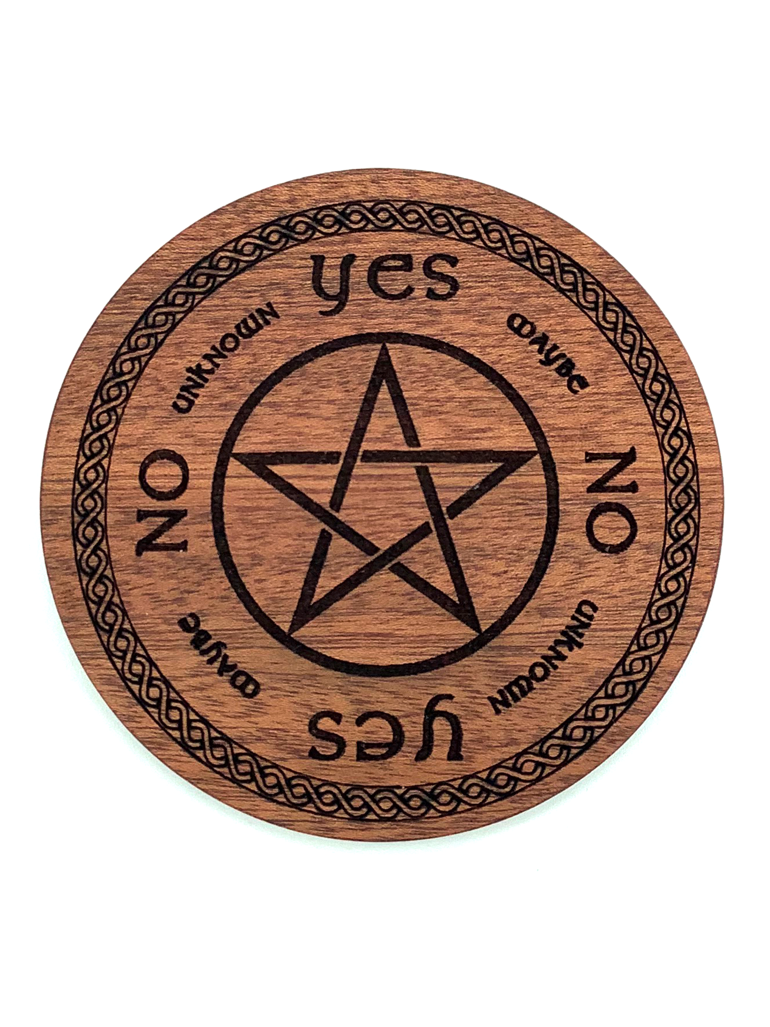 Pentacle & Celtic Knotwork Pendulum Board in 4 inch Mahogany