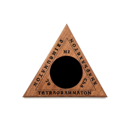 Triangle of Arte Engraved in Mahogany with Mirror and Stand
