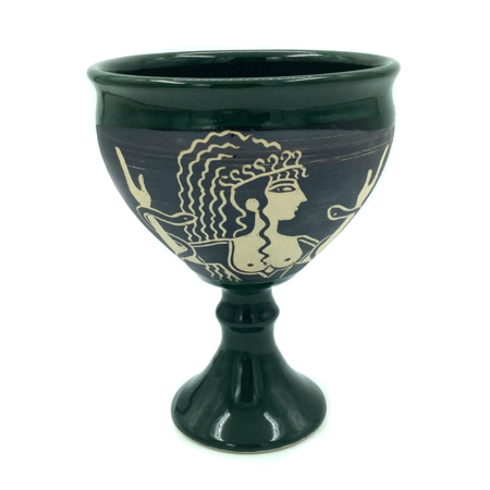 Minoan Goddess Chalice in Hunter Green