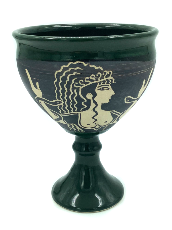 Minoan Goddess Chalice in Hunter Green