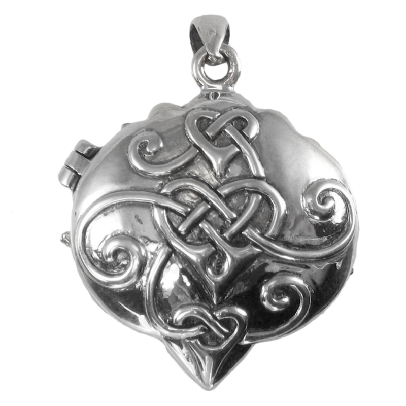 Heart Pentacle Locket in Sterling Silver with Amethyst