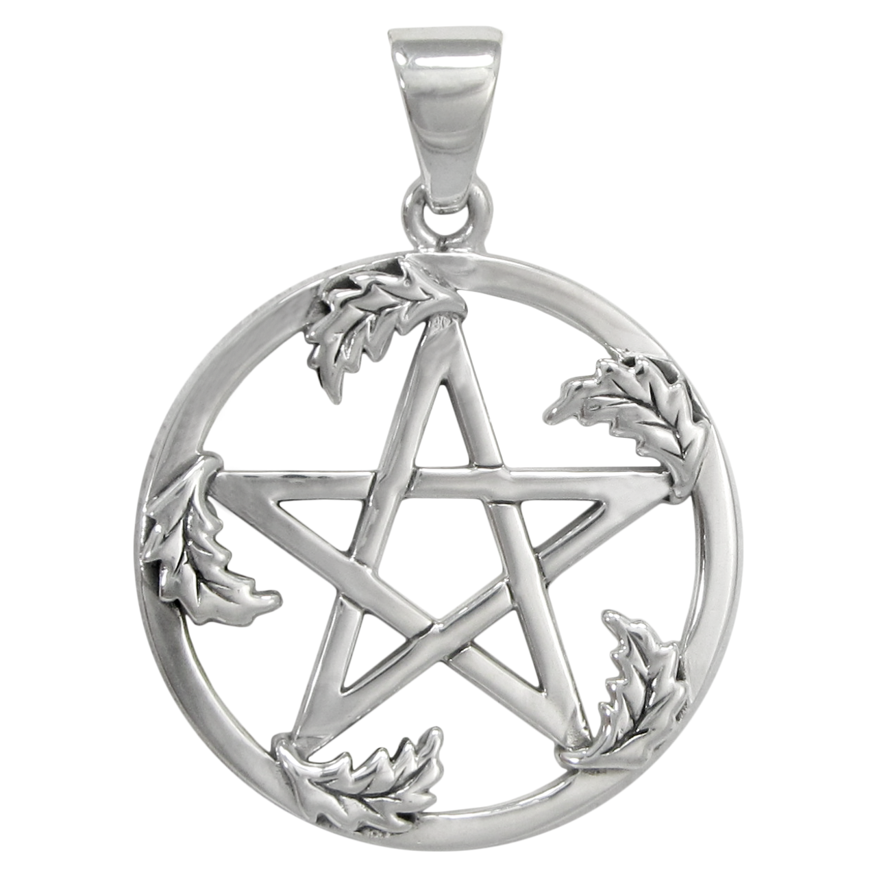 Oak Leaf Pentacle Pendant in Sterling Silver