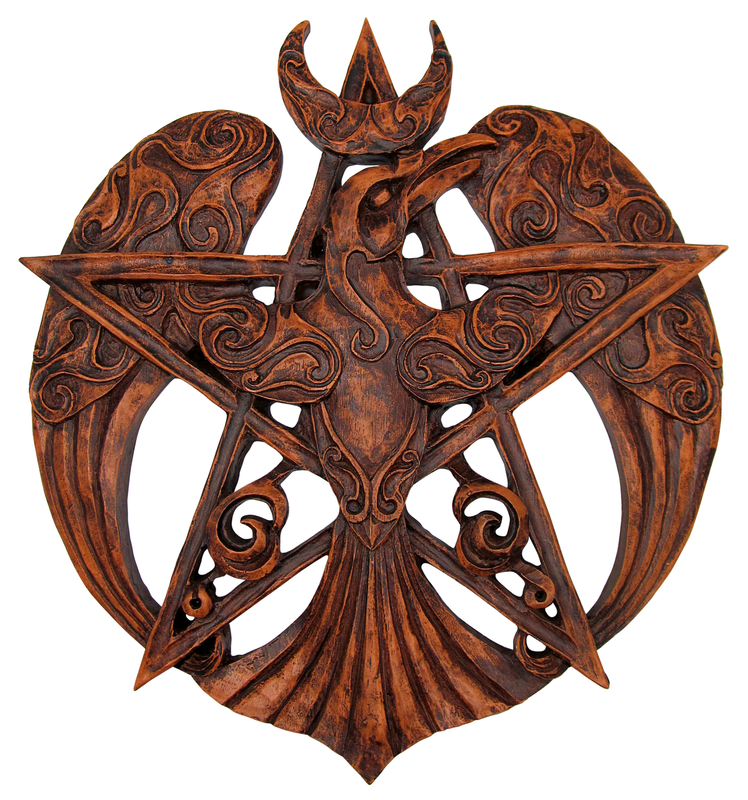 Large Crescent Raven Plaque in Wood Finish
