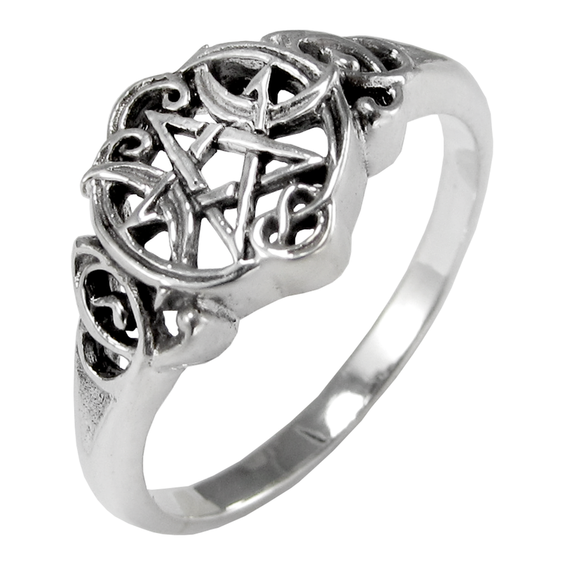 Heart Pentacle Ring in Sterling Silver