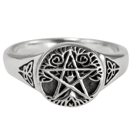 Small Tree Pentacle Ring in Sterling Silver