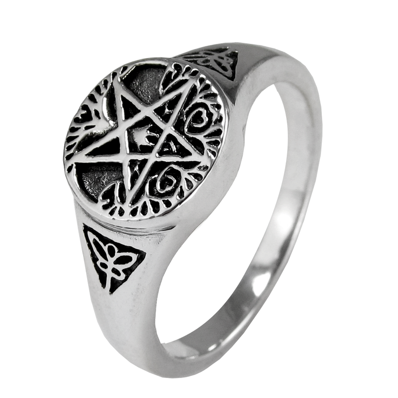 Small Tree Pentacle Ring in Sterling Silver