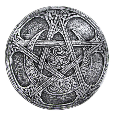 Moon Pentacle Plaque in Silver Finish