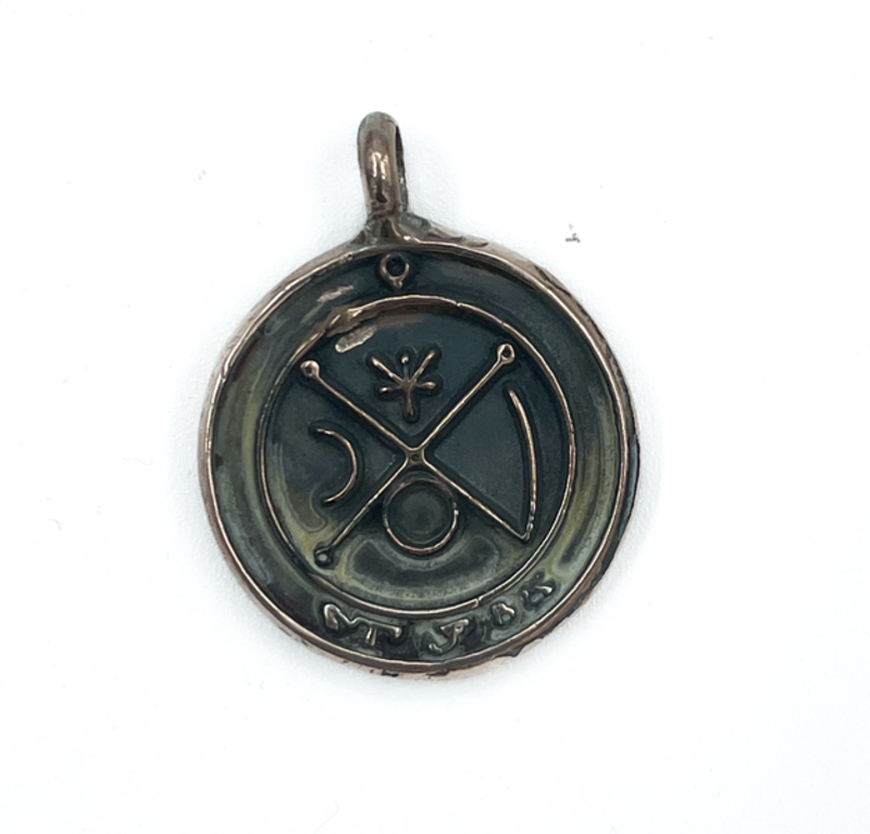 Picatrix Venus Talisman with Grand Planetary Seal of Venus in Shibuichi