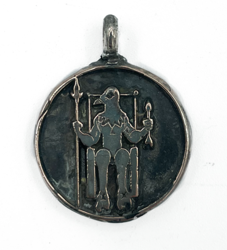 Picatrix Saturn Talisman with Grand Planetary Seal of Saturn in Shibuichi