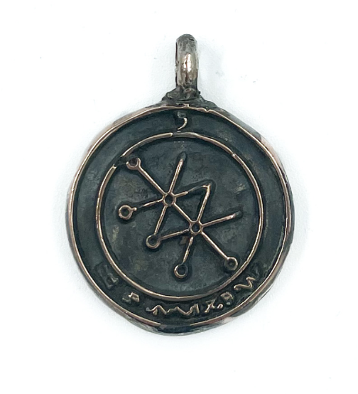 Picatrix Saturn Talisman with Grand Planetary Seal of Saturn in Shibuichi