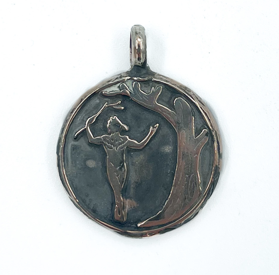 Picatrix Luna Talisman with Grand Planetary Seal of Luna in Shibuichi