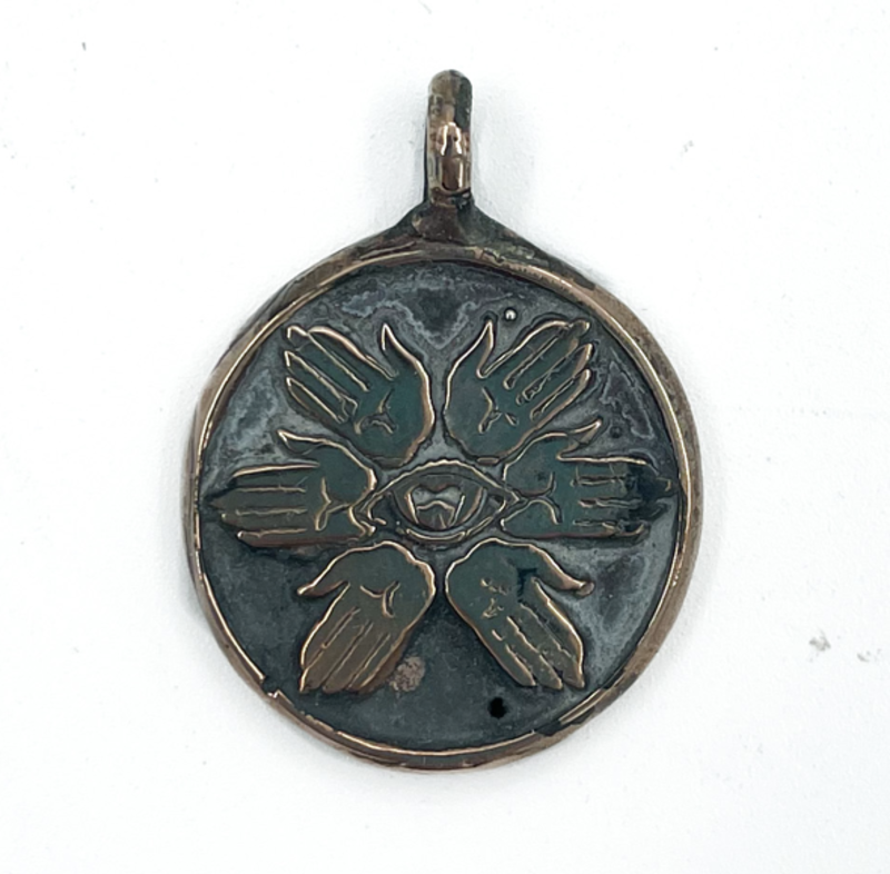 Hekate Eye And Six Hands Pendant in Shibuichi